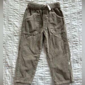 Kids Easy Peasy Olive Green Ribbed Pants